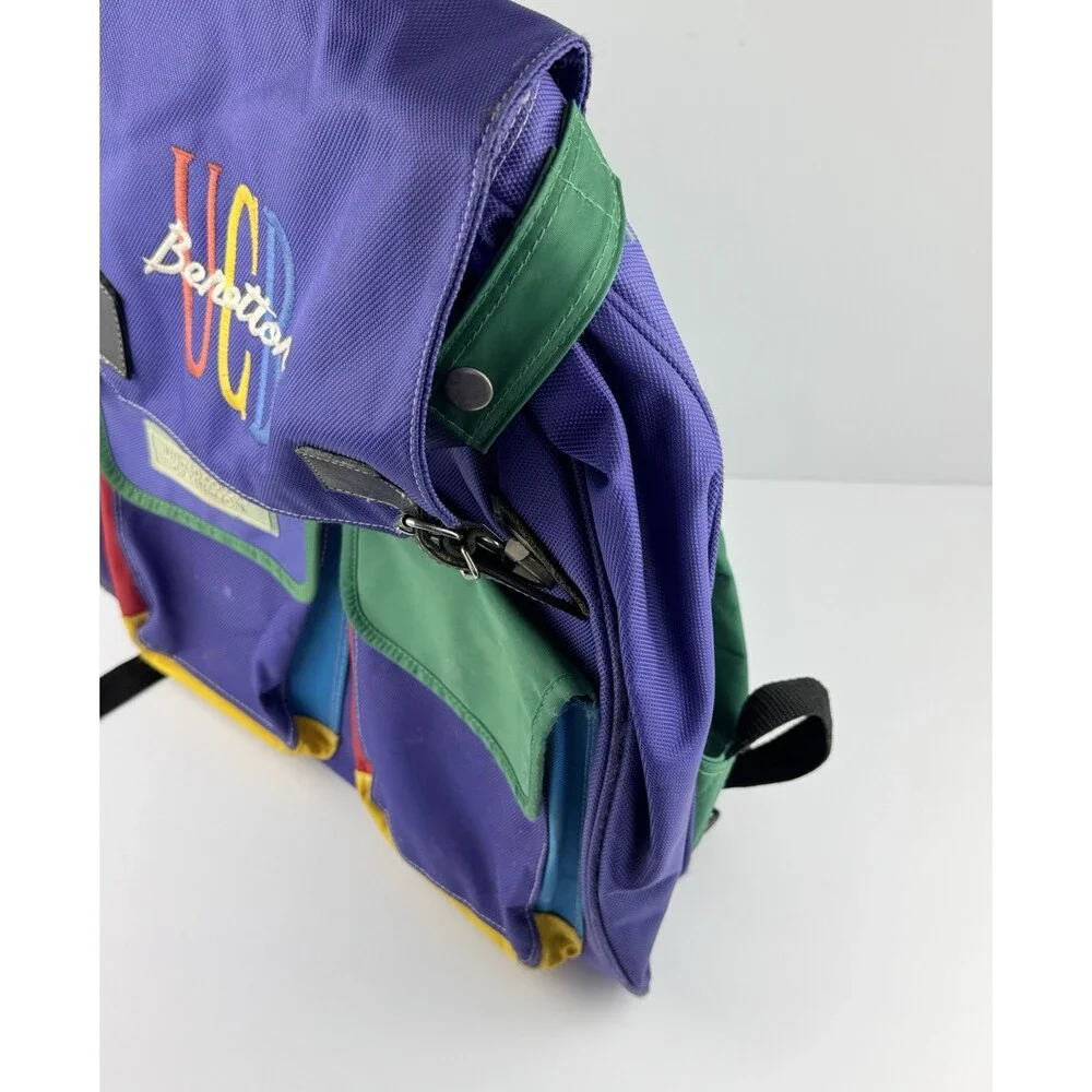Vintage United Colors of Benetton Colorful Backpack Daypack Nylon Unisex Rare